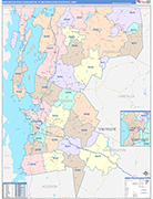 Burlington-South Burlington Metro Area Wall Map Color Cast Style